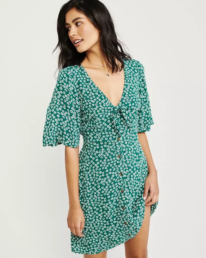 Womens V-Neck Tie Dress | Womens Dresses & Rompers | Abercrombie.com | Abercrombie & Fitch US & UK
