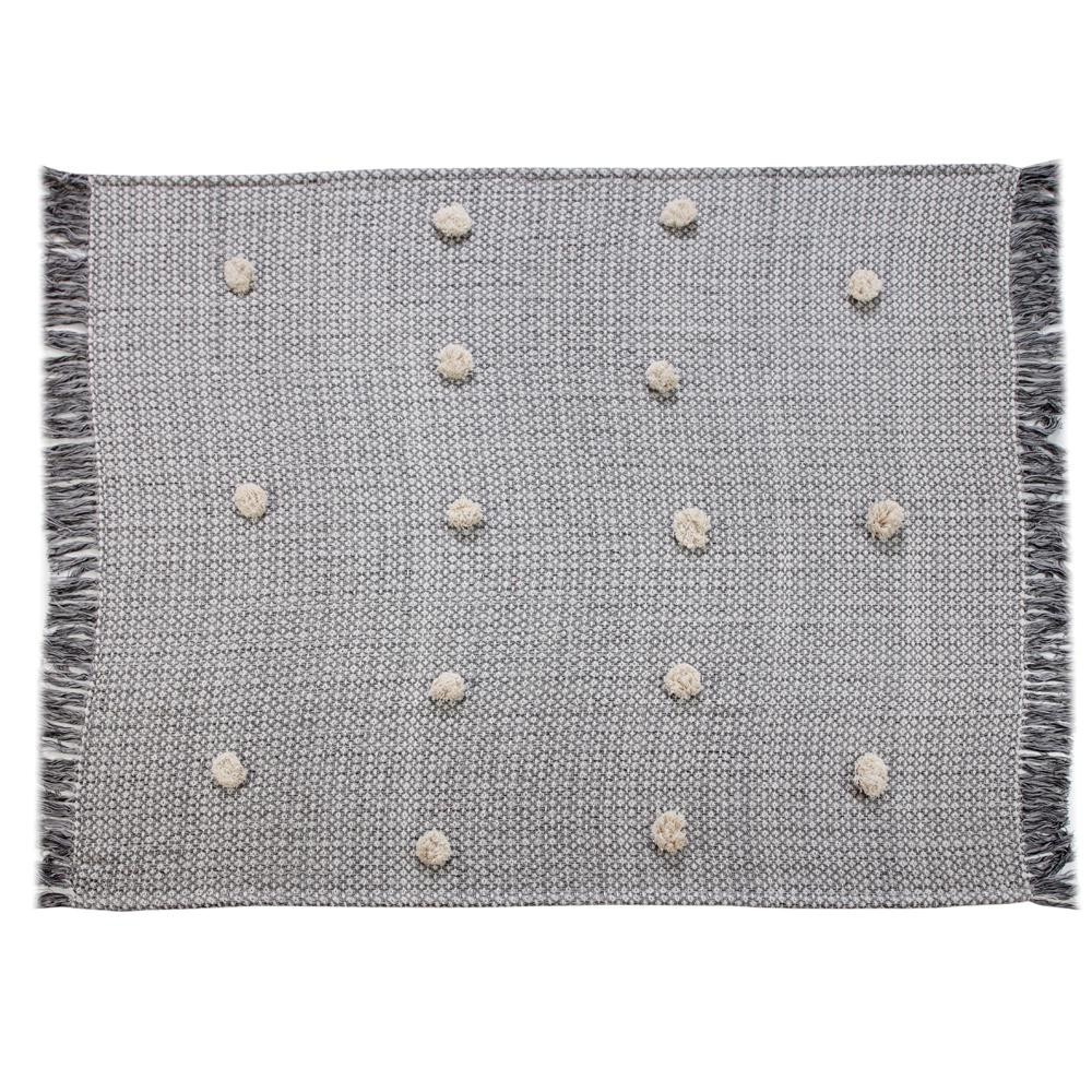 LR Resources Grayscale Buds Black Melange Tassel Decorative Throw, Grey | The Home Depot