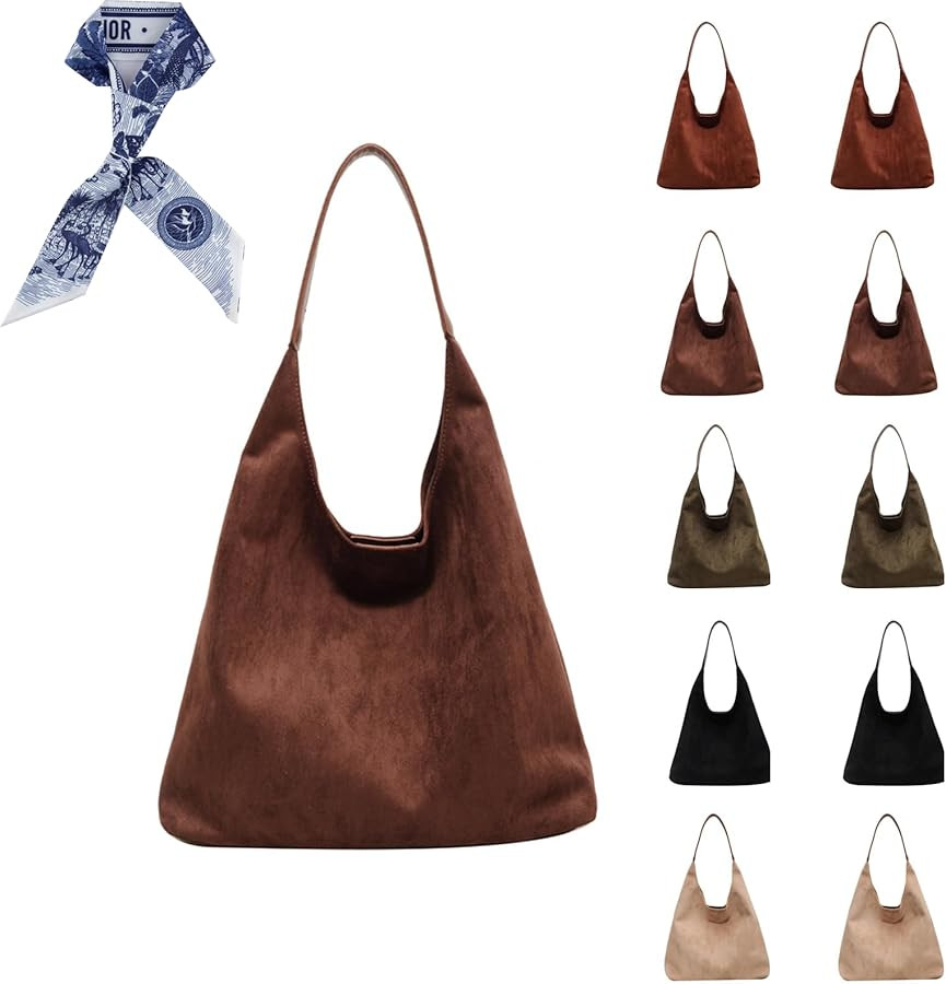 Brown Suede Bag, Brown Suede Tote Bag, Suede Hobo Bag, Suede Tote, Suede bags for Women, Suede Sh... | Amazon (US)