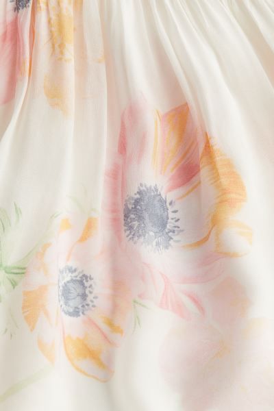 Gathered Viscose Dress - White/floral - Ladies | H&M US | H&M (US + CA)