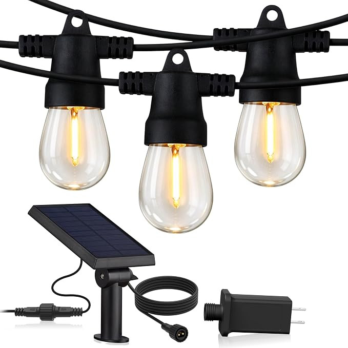 Brightech Ambience Hybrid Outdoor String Lights - Dual Plug and Solar Powered Waterproof LED Ligh... | Amazon (US)