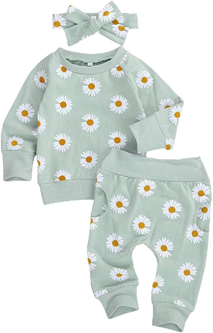 Newborn Infant Baby Girl Clothes Set Long Sleeve Sweatshirts Tops Pants Outfits Clothing Gifts 3 ... | Amazon (US)