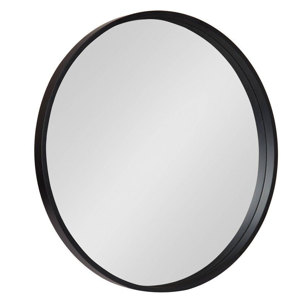 25.6"" Travis Round Wood Accent Wall Mirror Black - Kate and Laurel | Target