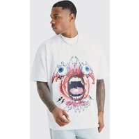 Mens Oversized Heavy Graphic T-Shirt - White - S | boohoo (US & Canada)