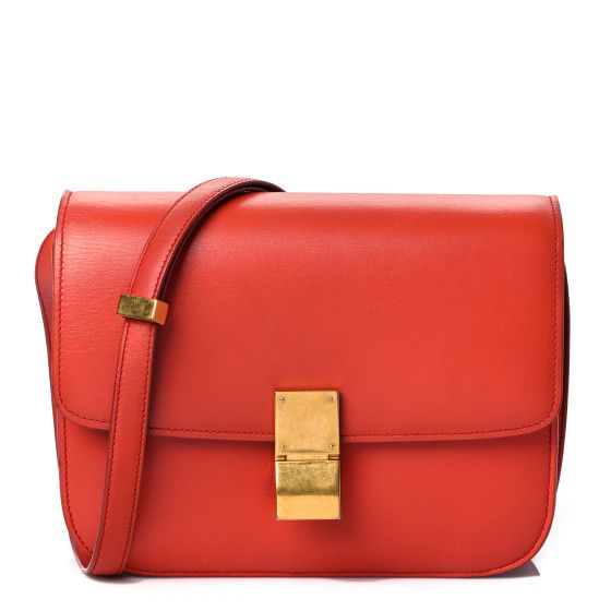 CELINE Box Calfskin Medium Classic Box Flap Bag Poppy | FASHIONPHILE (US)