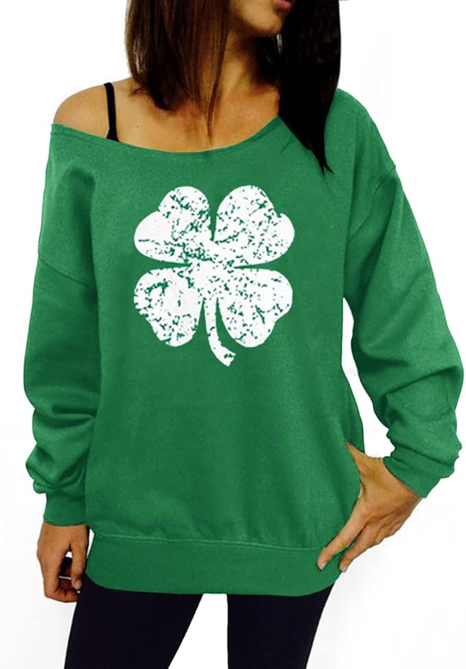 Smile Fish Women's Sexy Off The Shoulder 80s Outfit Sweatshirt Slouchy Printed Long Tunics Top | Amazon (US)