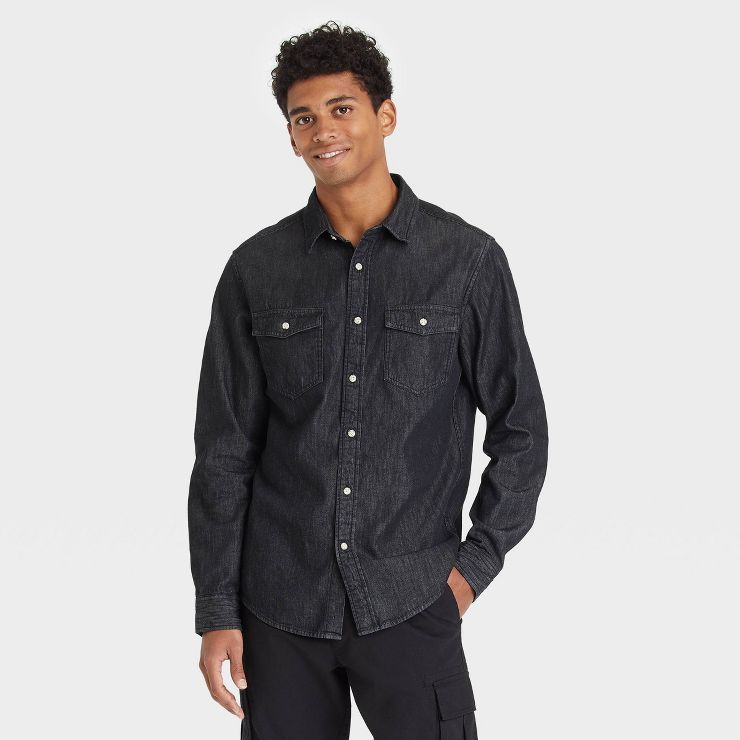 Men's Denim Long Sleeve Button-Down Shirt - Goodfellow & Co™ | Target