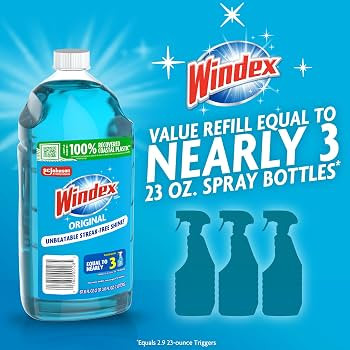 Windex refill glass and window cleaner, made from 100% recycled plastic, surface cleaning spray, ... | Amazon (US)