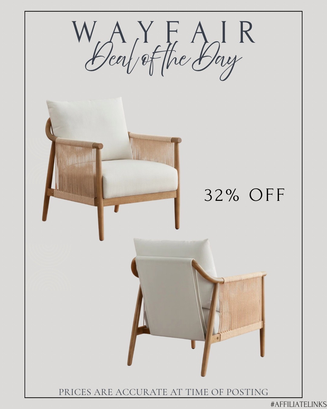 Wayfair’s Deal of the Day — this stunning chair that looks stunning from every angle. 

#ltksalealert #ltkhome #wayfaircanada

#LTKcanada #LTKcasa #LTKsale