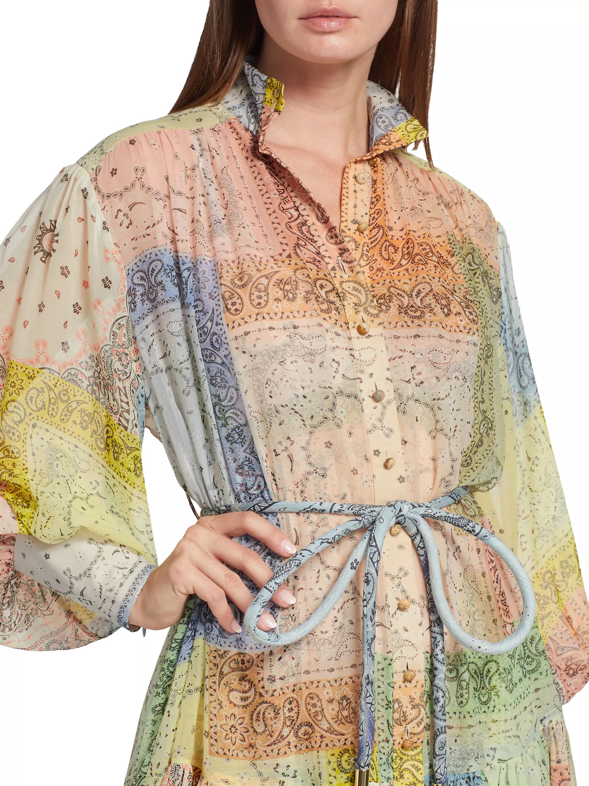 Matchmaker Lantern Belted Cotton & Silk Minidress | Saks Fifth Avenue