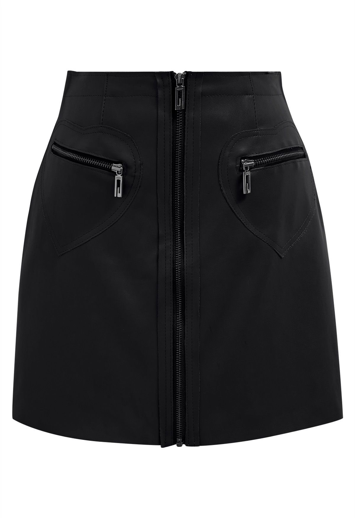 Zipper Faux Leather Mini Skirt in Black | Chicwish