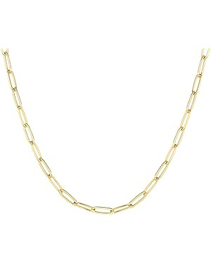 PAVOI 14K Gold Plated Curb Paperclip Box Sphere Bead Snake Herringbone and Figaro Chain Adjustabl... | Amazon (US)