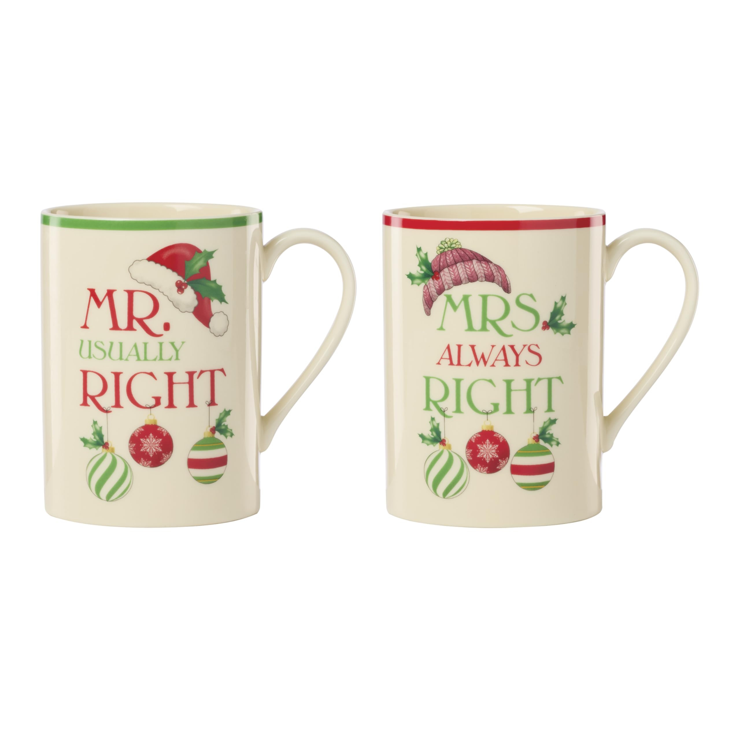 Lenox 898265 Mr. & Mrs. 2-Piece Set of Festive Mugs, Service For 2, Christmas, Drinkware Set, Hol... | Amazon (US)