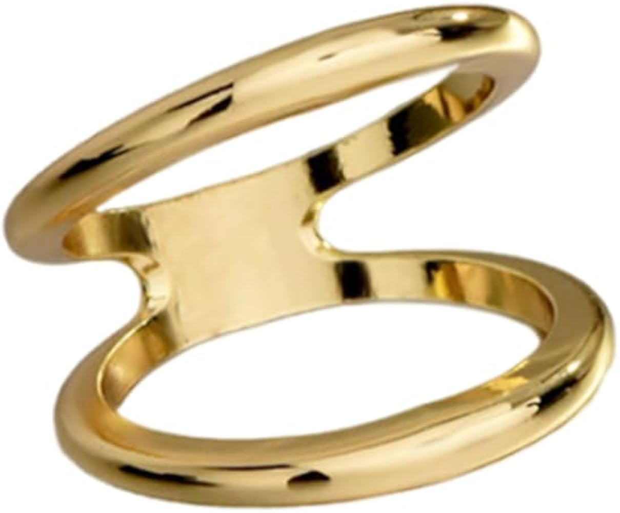 Minimalist Oval Silk Scarf Clip Band Ring for Women Layered Double Bands Statement Finger Rings S... | Amazon (US)