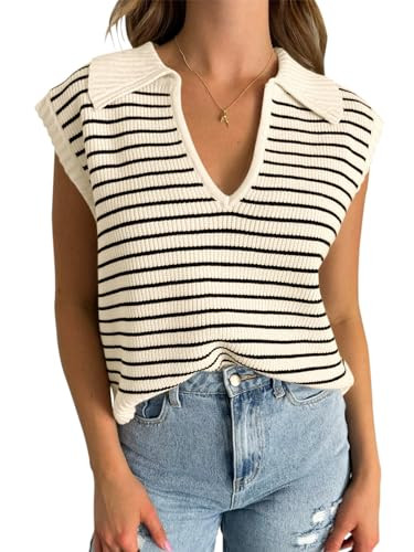 Yousify Summer Sweaters for Women 2025 V Neck Cap Sleeve Tops Sleeveless Spring Clothes Sweater V... | Amazon (US)