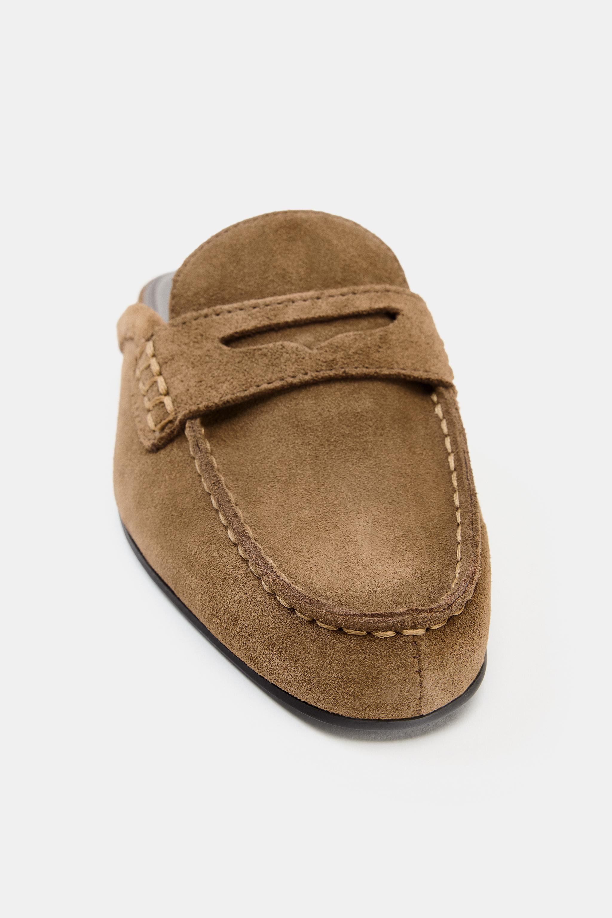 LOW HEEL SPLIT LEATHER LOAFERS | Zara US