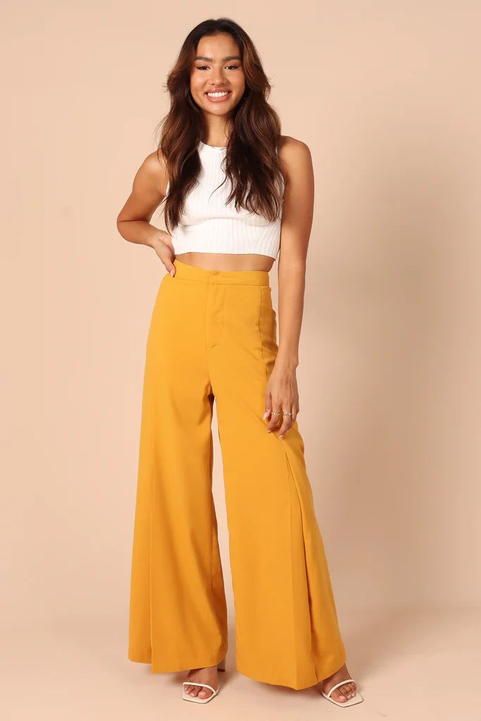 Annie High Waisted Wide Leg Pants - Mustard | Petal & Pup (US)