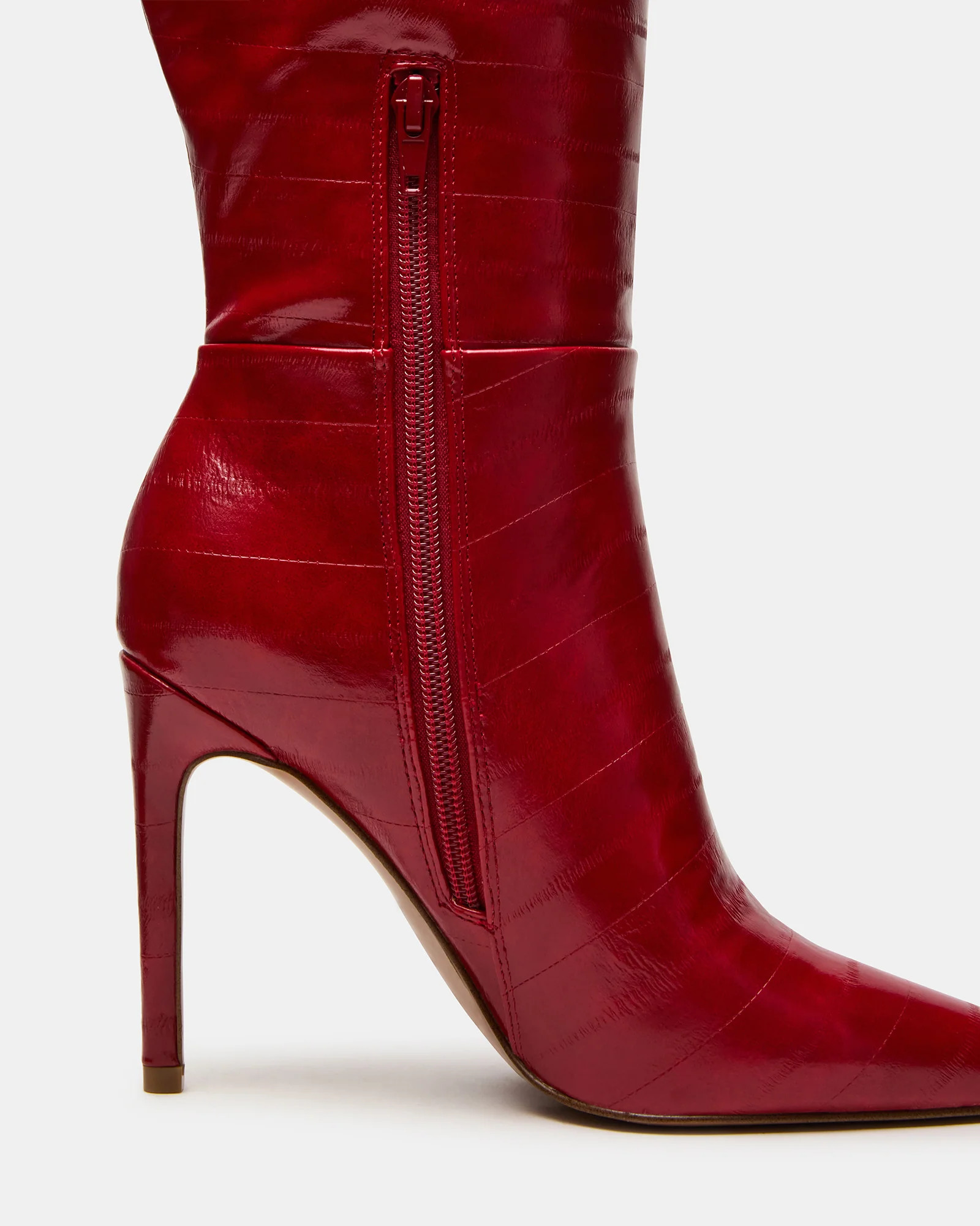 NITRO Red Eel Pointed-Toe Stiletto Heel Knee-High Women's Boots | Steve Madden (US)