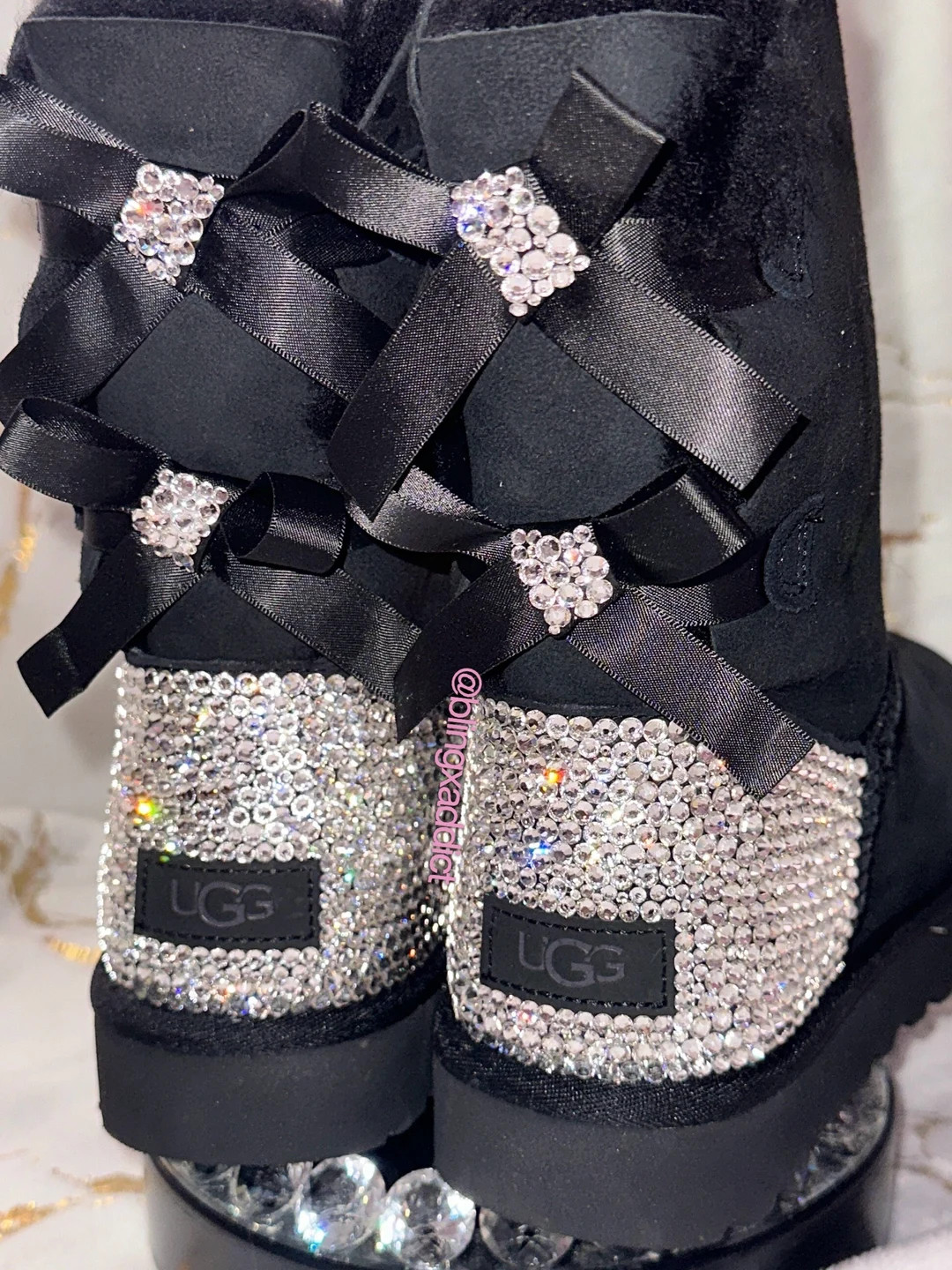 Swarovski Crystal Bling Custom UGG Bailey Bow II Boots - Etsy | Etsy (US)