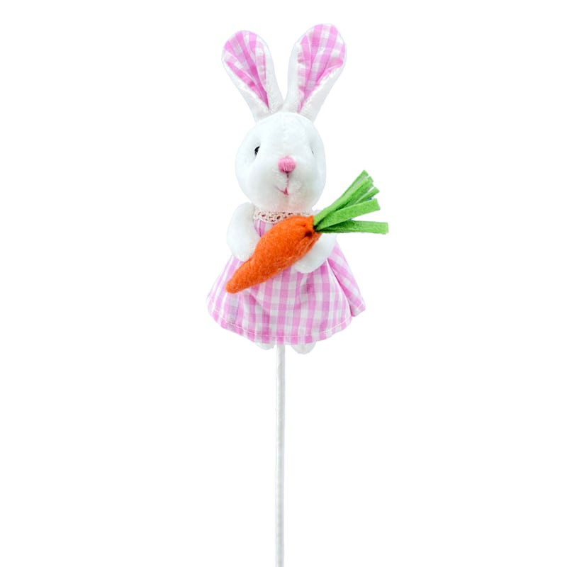 Homespun Easter Pink Bunny Pick, 12" | At Home