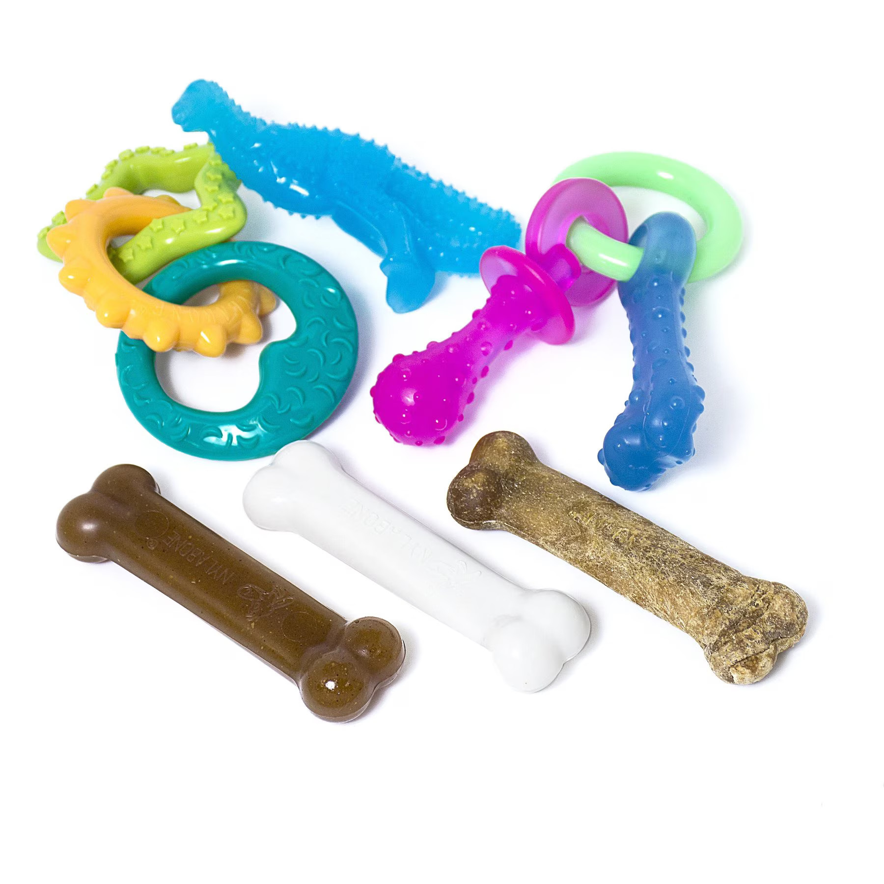 Nylabone Puppy Starter Pack Chew Toys & Treat Variety, Small, 6 count | Chewy
