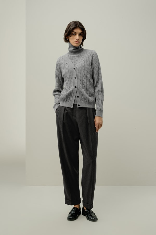 Cable-Knit Baby Cashmere Cardigan | LILYSILK