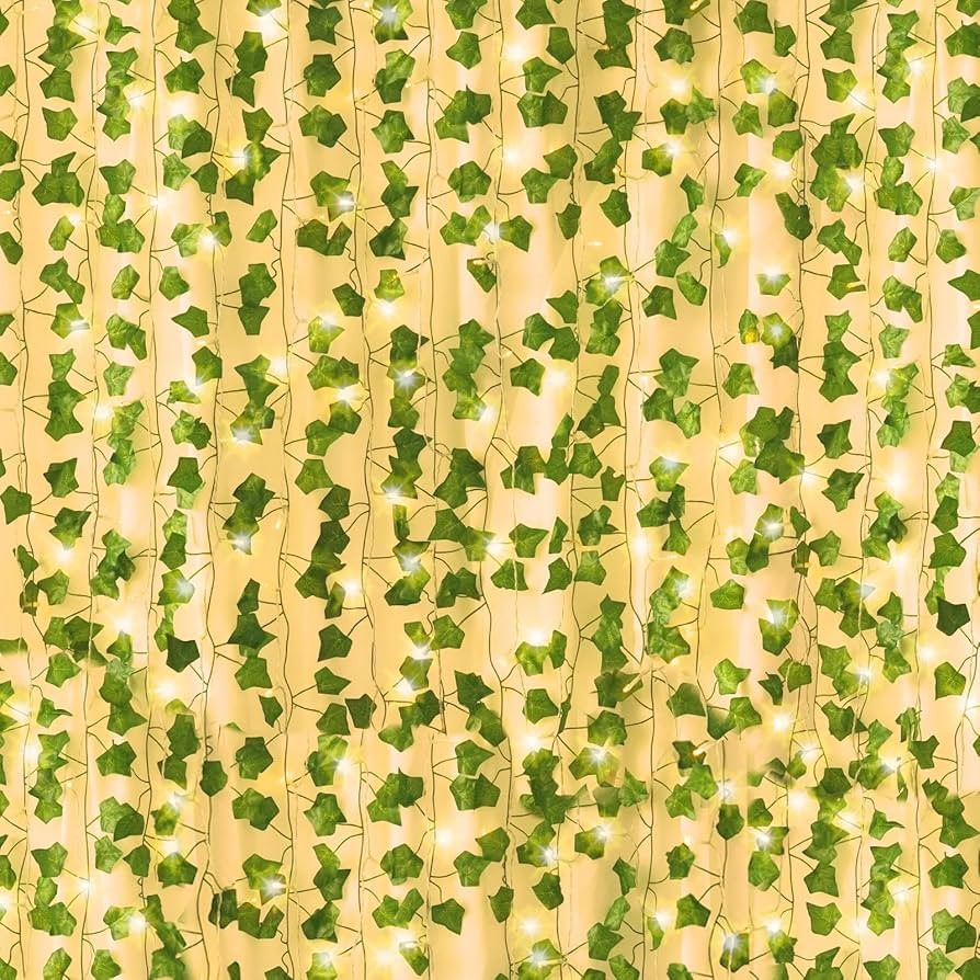 JPSOR 12pcs 84ft Fake Vines with Lights, Fake Ivy Leaves with 100 LED String Lights Artificial Iv... | Amazon (US)