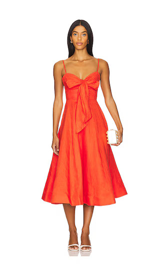 Crush Tie Front Midi Dress in Red | Revolve Clothing (Global)