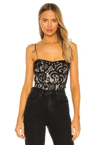 SUPERDOWN Stasia Lace Bodysuit in Black & Nude from Revolve.com | Revolve Clothing (Global)