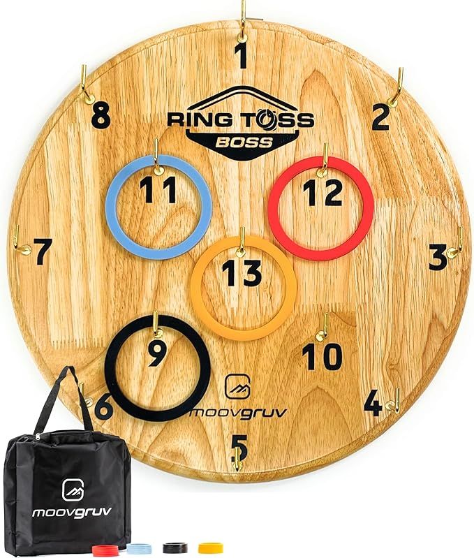 Ring Toss Boss! 4 Player Hook and Ring Toss Game with Carry Bag! Great for Indoor or Outdoor Fami... | Amazon (US)