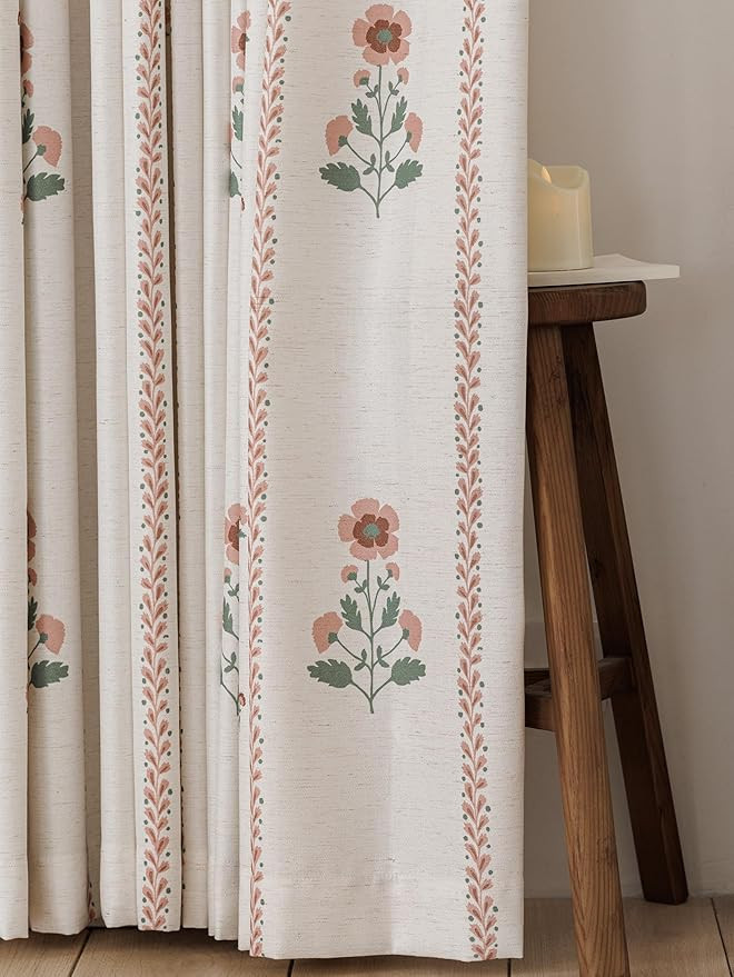 Pinch Pleated Nursery Curtains Luxury Pink Sheer Floral Curtains for Girls Room Bedroom Living Ro... | Amazon (US)