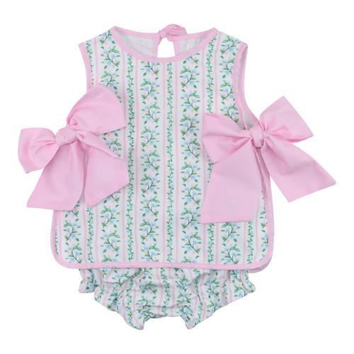 Pink And Green Floral Vines Diaper Set  - Shipping Late May | Cecil and Lou