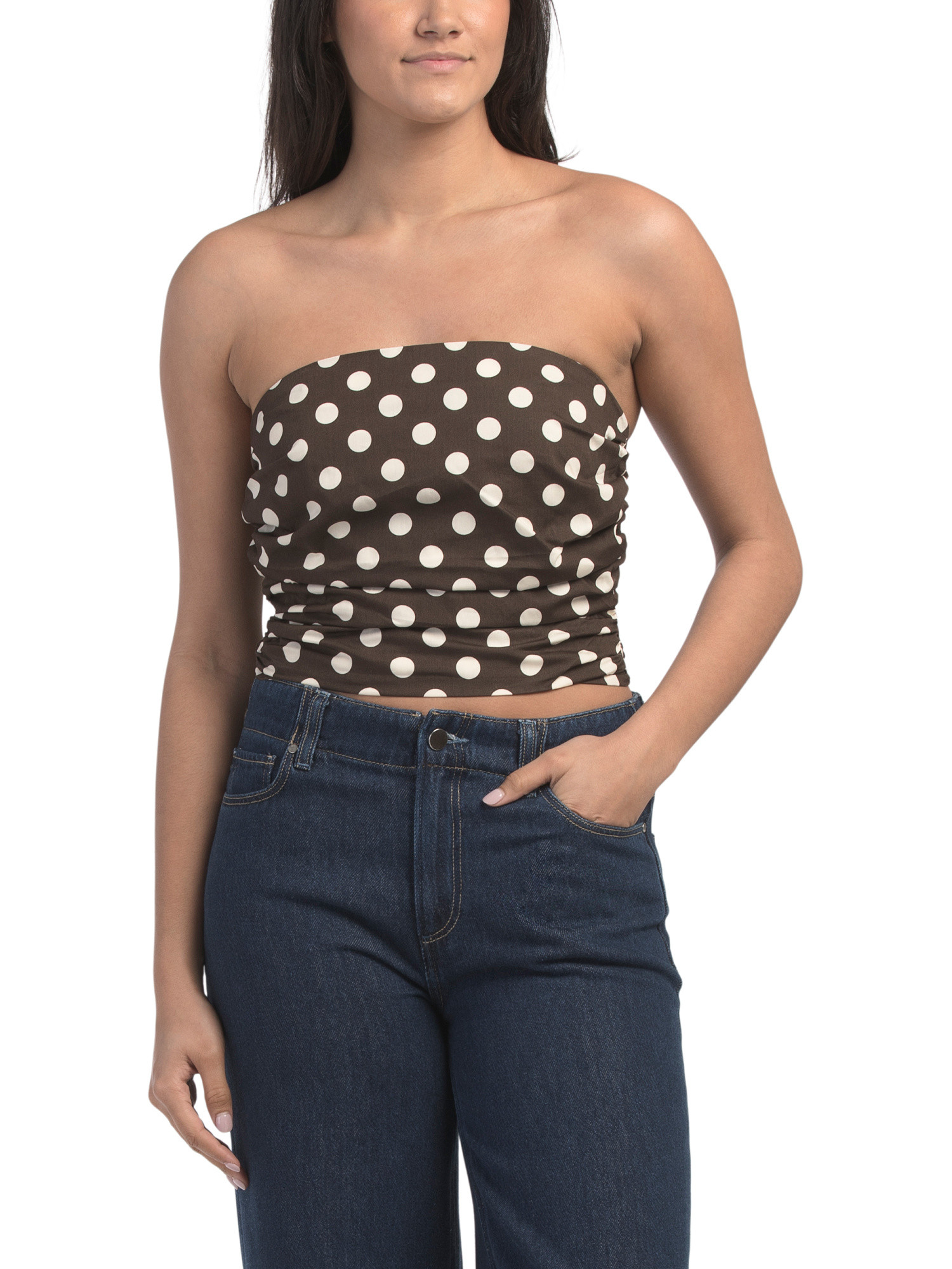 Cotton Polka Dot Strapless Top | TJ Maxx