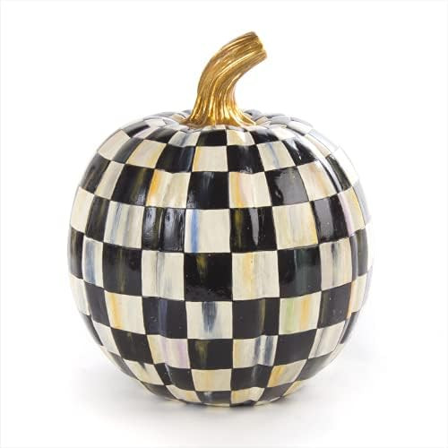 MacKenzie-Childs Courtly Check Black-and-White Small Decorative Pumpkin for Fall Decor, Autumn Decor | Amazon (US)