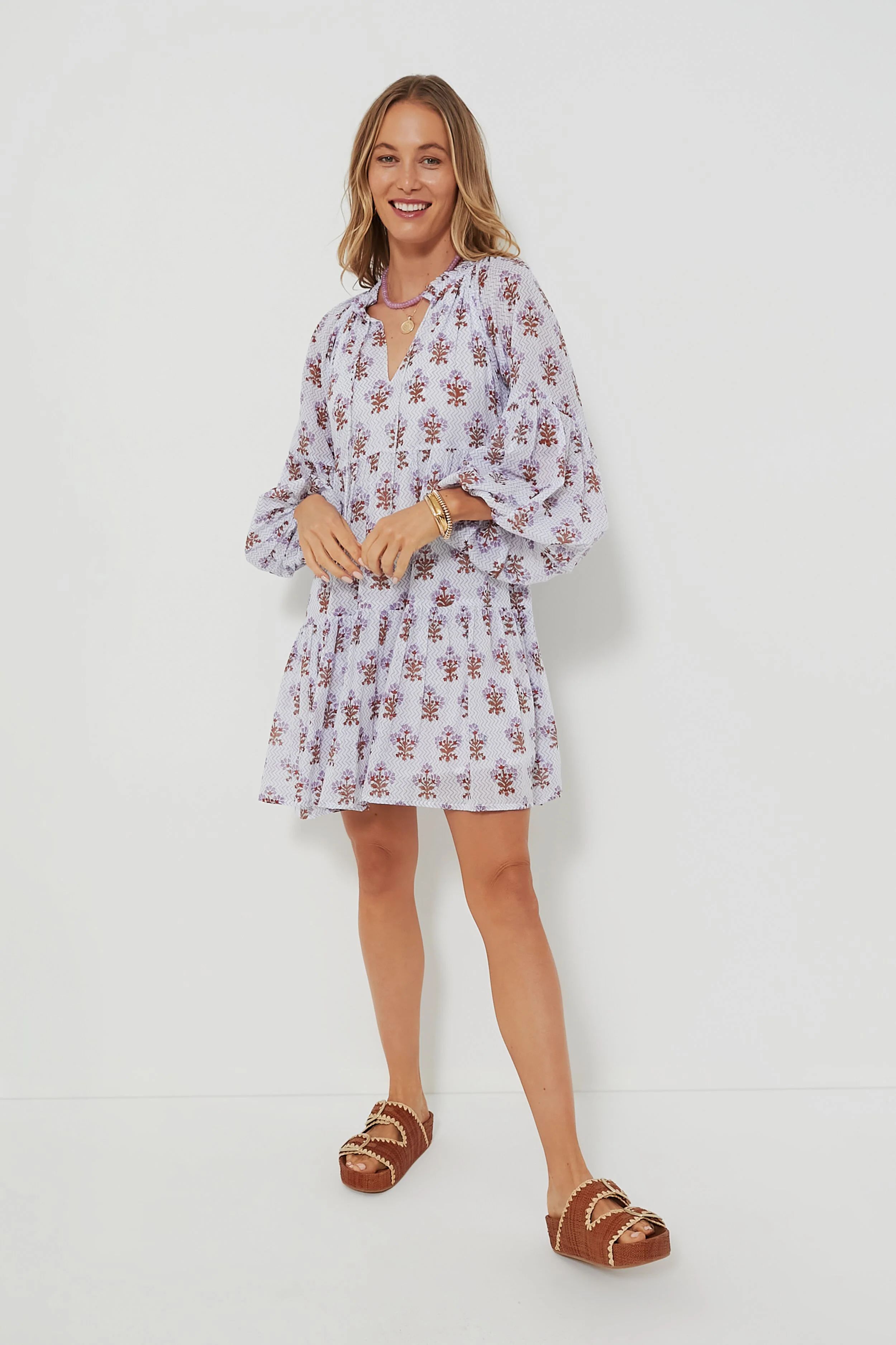 Lavender Atherton Balloon Sleeve Short Dress | Tuckernuck (US)