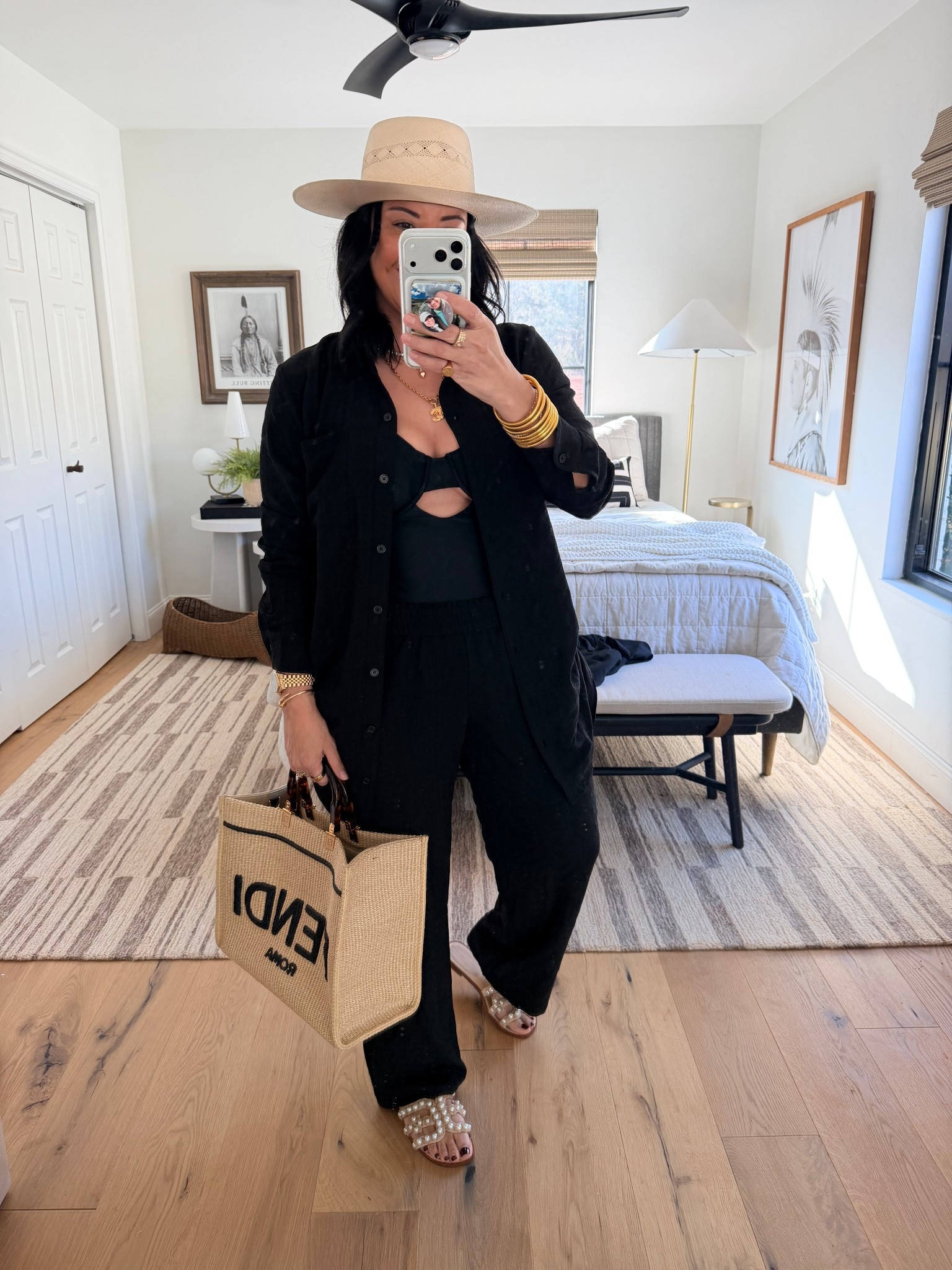 Size medium in the top and bottoms. Size large in the swimsuit. 

#LTKOver40 #LTKTravel #LTKootd