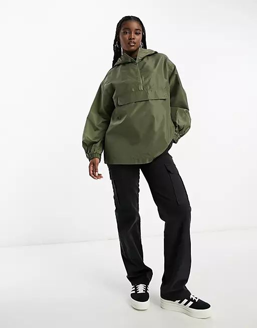 ASOS DESIGN overhead rain jacket in khaki | ASOS (Global)