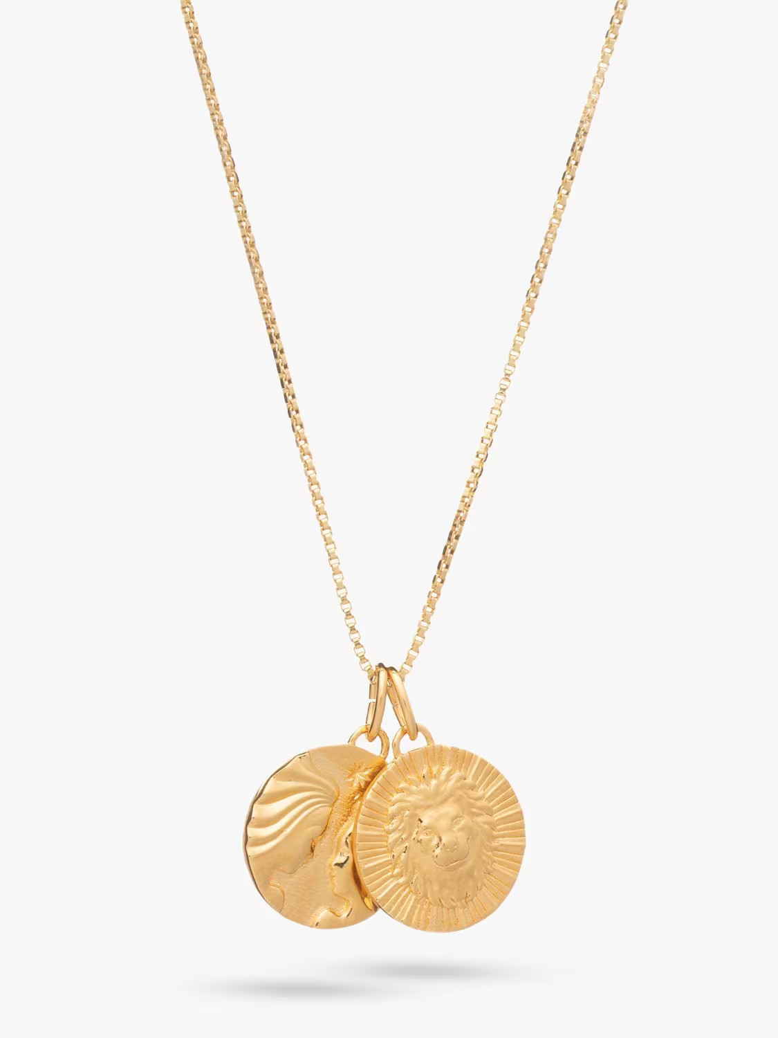 Rachel Jackson LondonZodiac Art Coin Personalised Duo Necklace, Gold | John Lewis (UK)