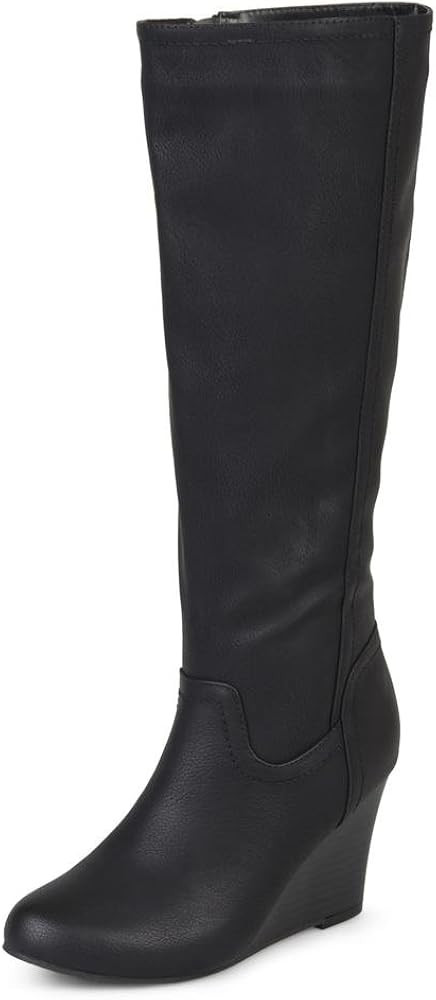 Journee Collection Womens Regular and Wide Calf Round Toe Mid-calf Wedge Boots | Amazon (US)