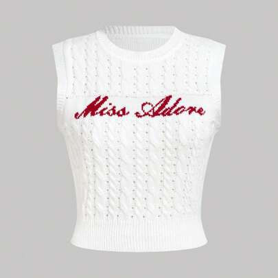 Plus Size Knitted Sleeveless Top, Minimalist Fashion, Suitable For Summer | SHEIN