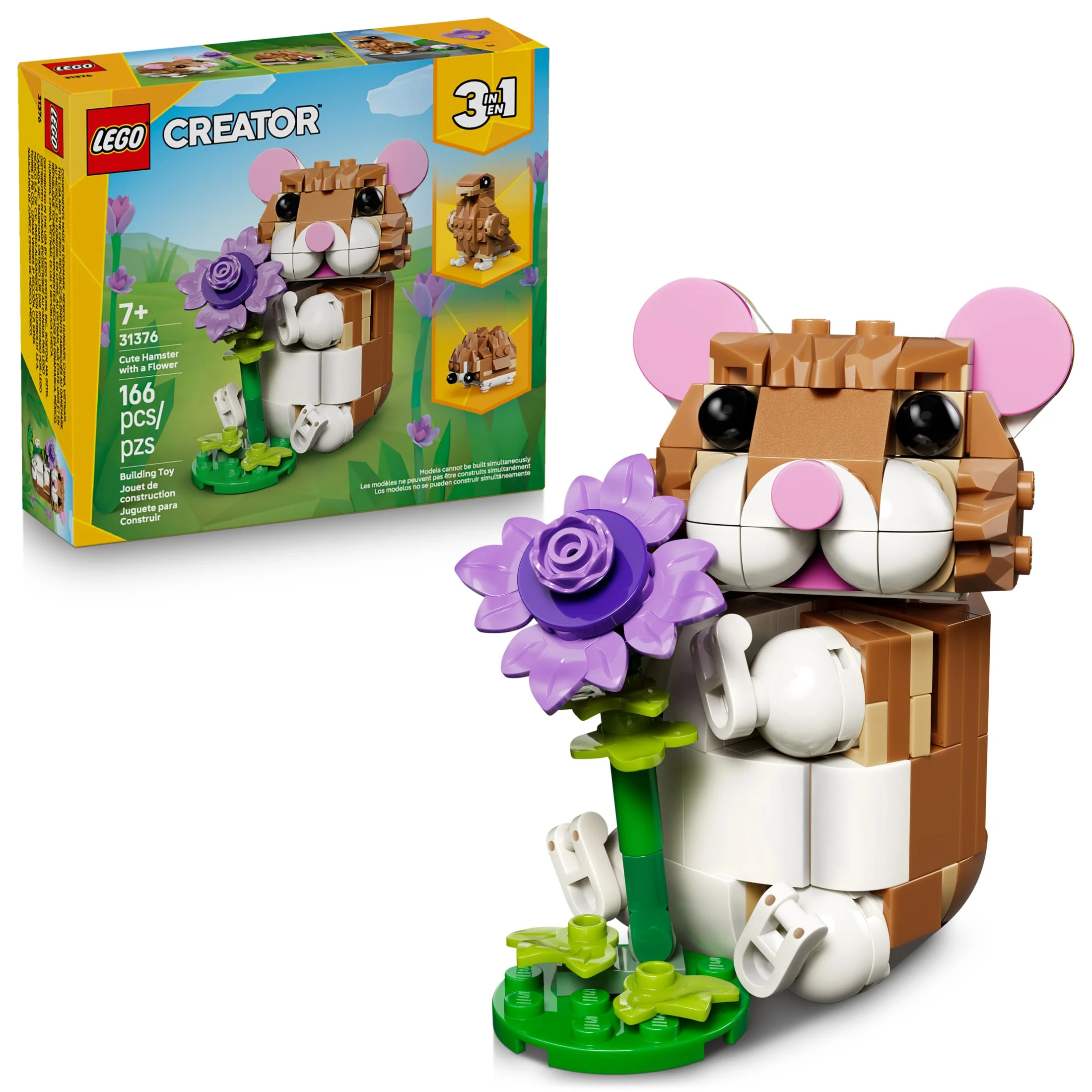LEGO Creator 3 in 1 Cute Hamster with a Flower - Building Toy for Girls & Boys, Ages 7+ - Easter ... | Walmart (US)