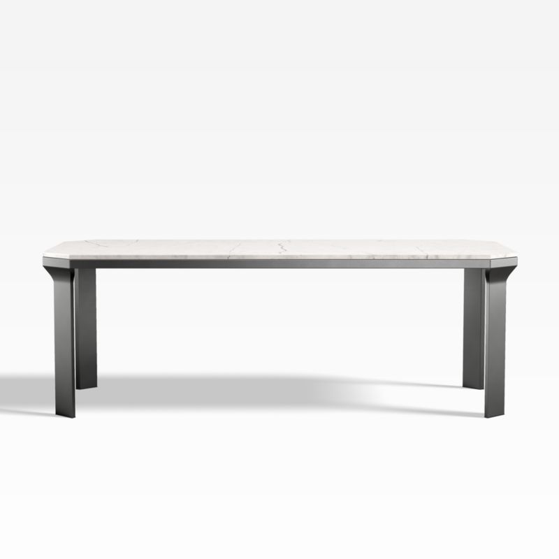 Catalyst 83" White Marble Dining Table with Black Base + Reviews | Crate & Barrel | Crate & Barrel