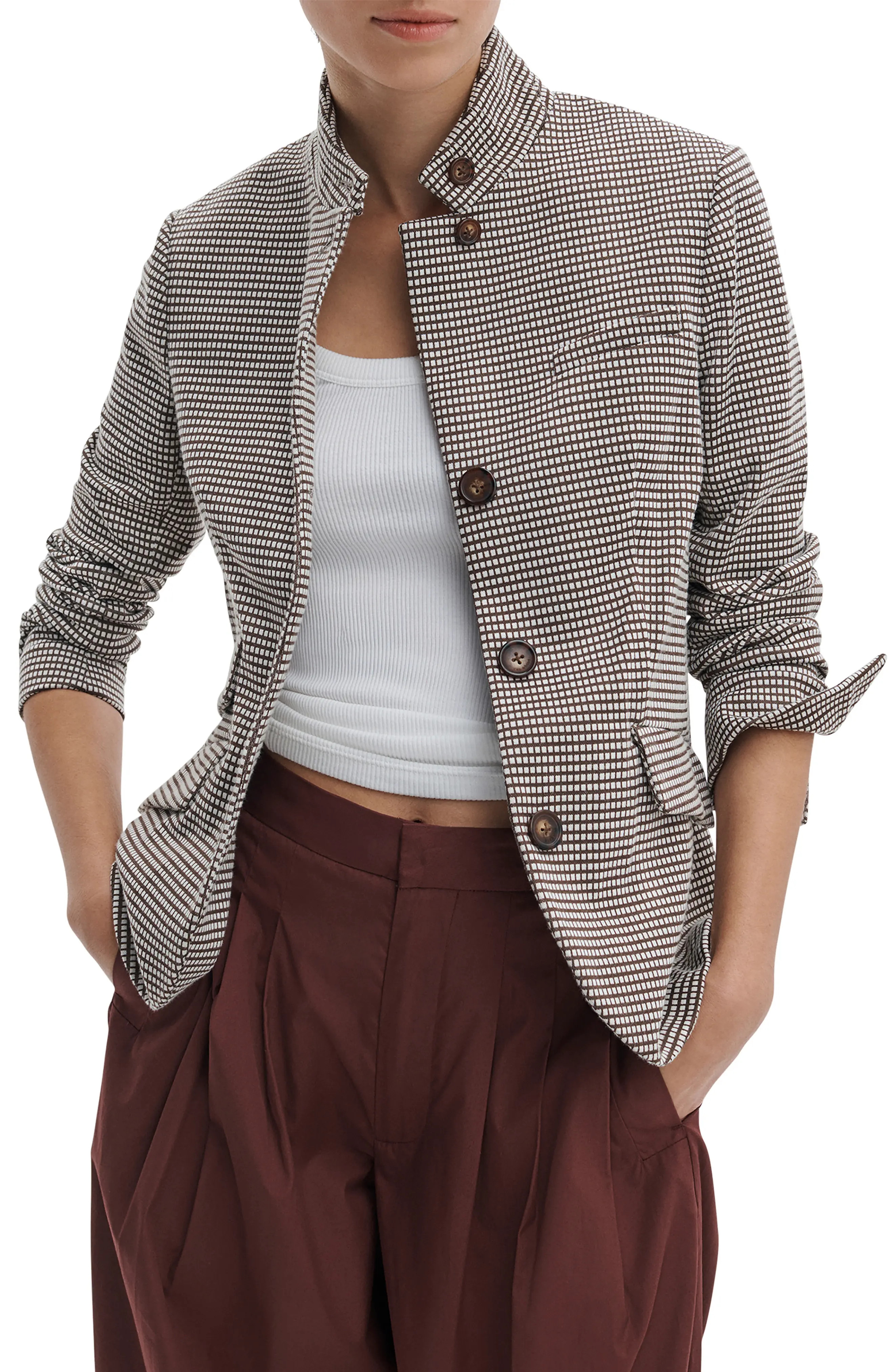 rag & bone Slade Grid Print Cotton Blend Blazer (Women) | Nordstromrack | Nordstrom Rack