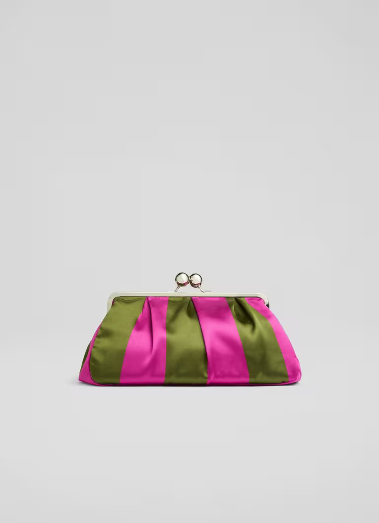 Lana Pink & Khaki Large Snaplock Clutch Bag | L.K. Bennett (UK)