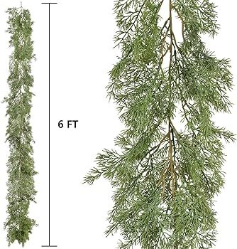 Lvydec Christmas Pine Garland Decoration, 6ft Christmas Greenery Garland Realistic Cedar Garland ... | Amazon (US)