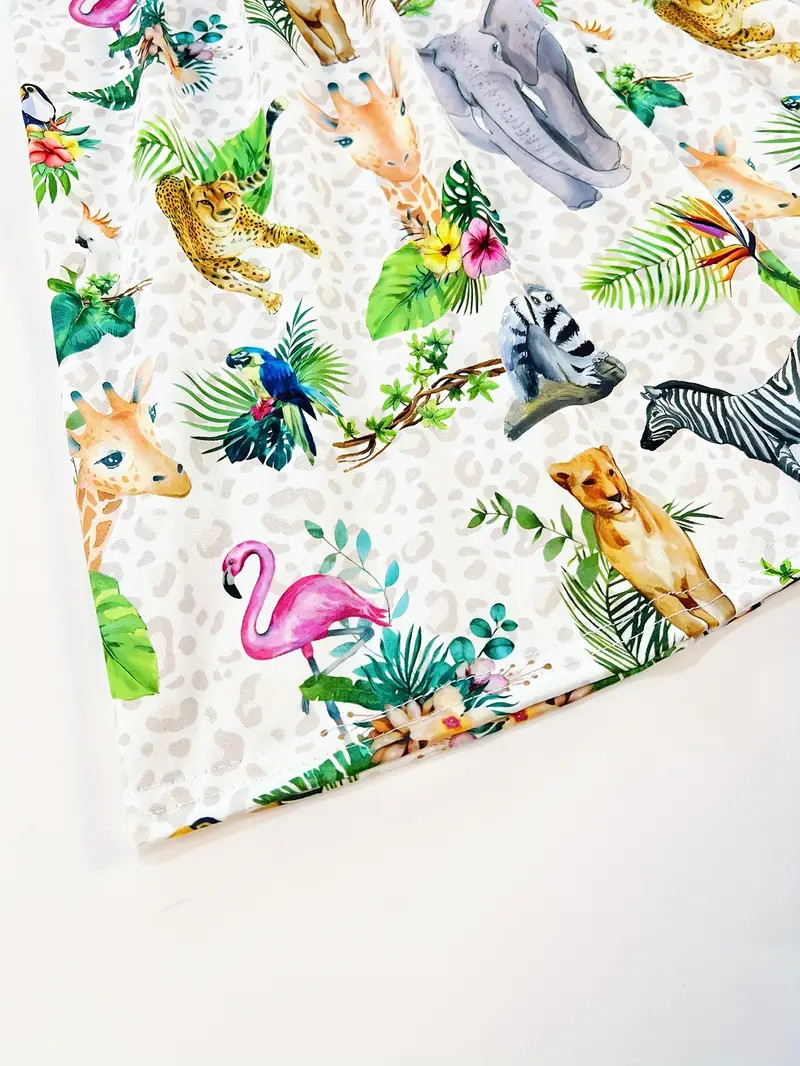 Girl s Dress Farm/ Ocean/ Jungle Animals Print Frill Sleeve - Temu | Temu Affiliate Program