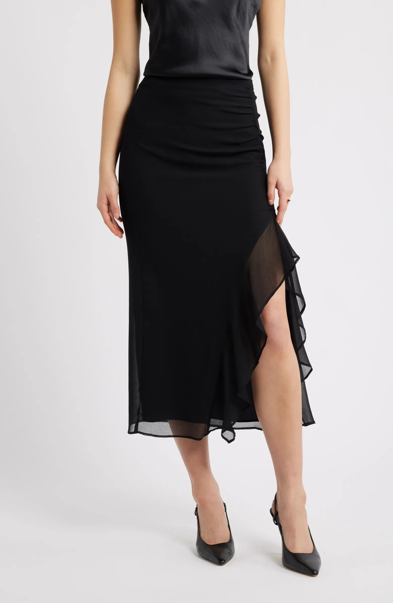 Ruffle Chiffon Midi Skirt | Nordstrom