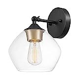 Globe Electric Harrow 1-Light Wall Sconce, Matte Black, Gold Accent Socket, Clear Glass Shade 51367 | Amazon (US)