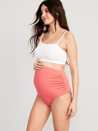 Maternity Textured Rollover-Waist Bikini Swim Bottoms | Old Navy (US)