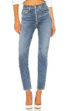 AGOLDE Riley High Rise Straight Crop in Frequency from Revolve.com | Revolve Clothing (Global)